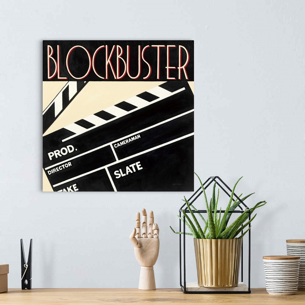 A bohemian room featuring Blockbuster