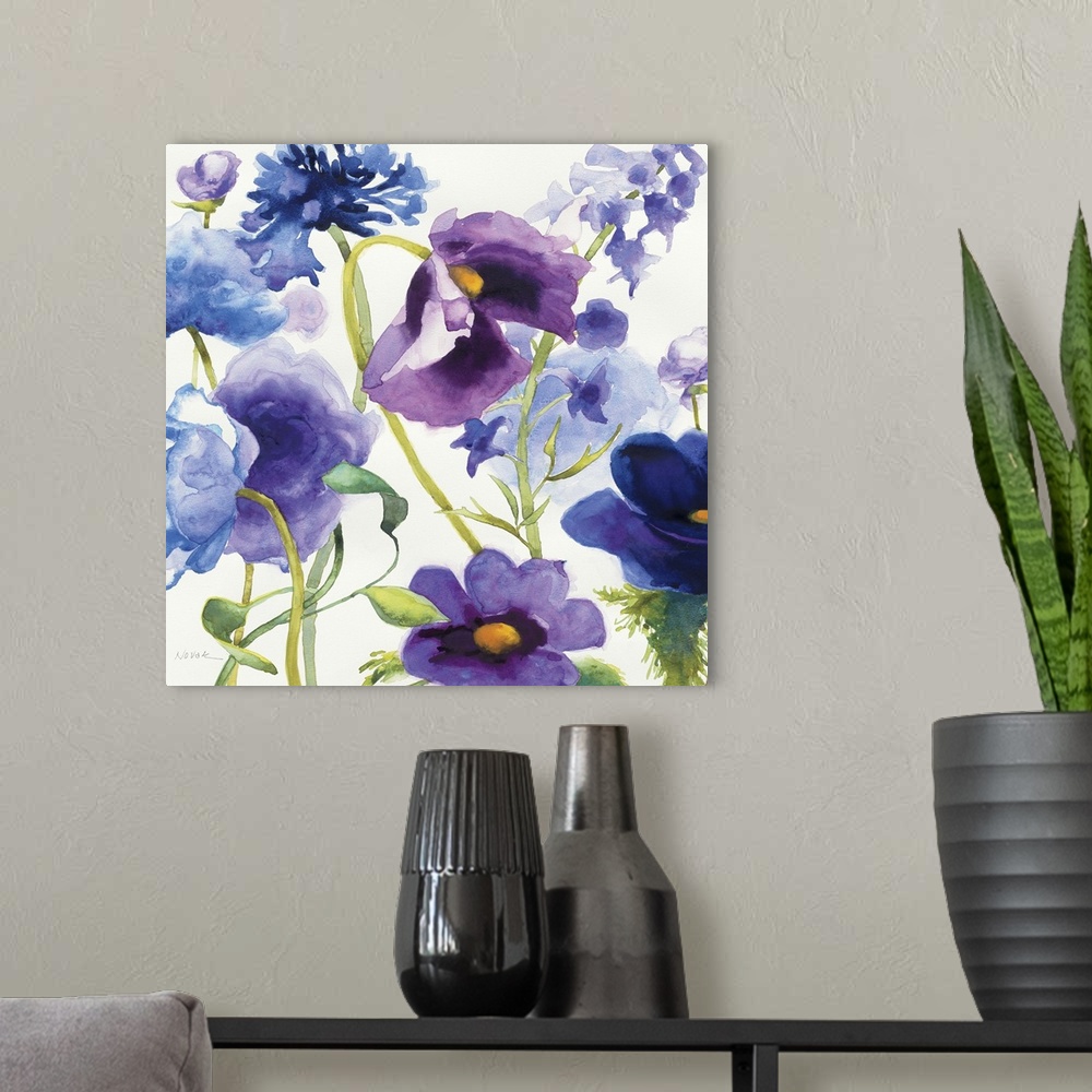 A modern room featuring Blue and Purple Mixed Garden I
