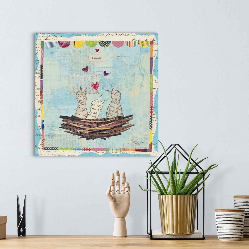 A bohemian room featuring Blue Love Birds Square
