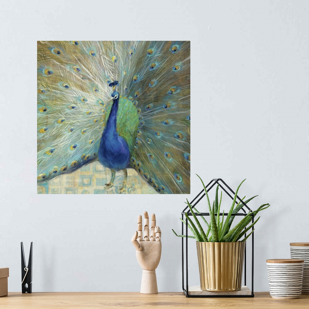 A bohemian room featuring Blue Peacock on Gold