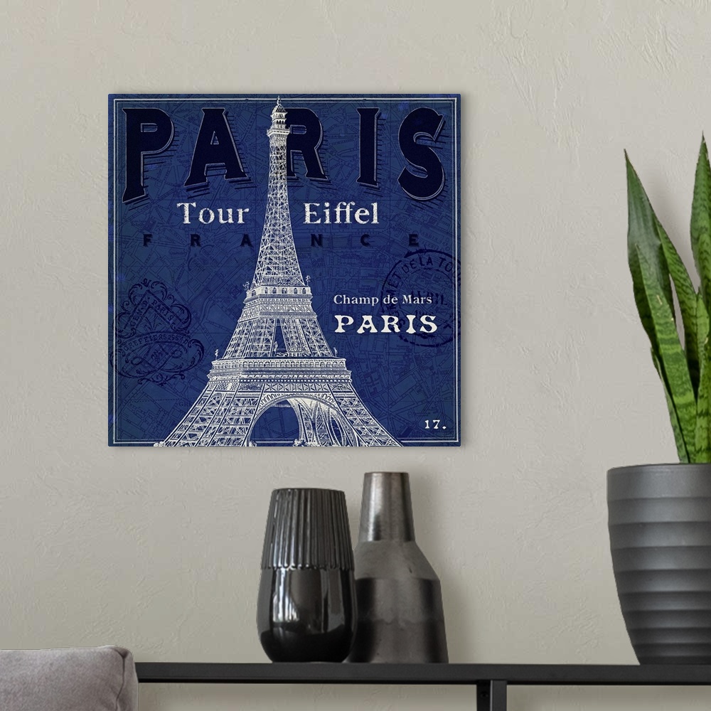 A modern room featuring Blueprint Tour Eiffel