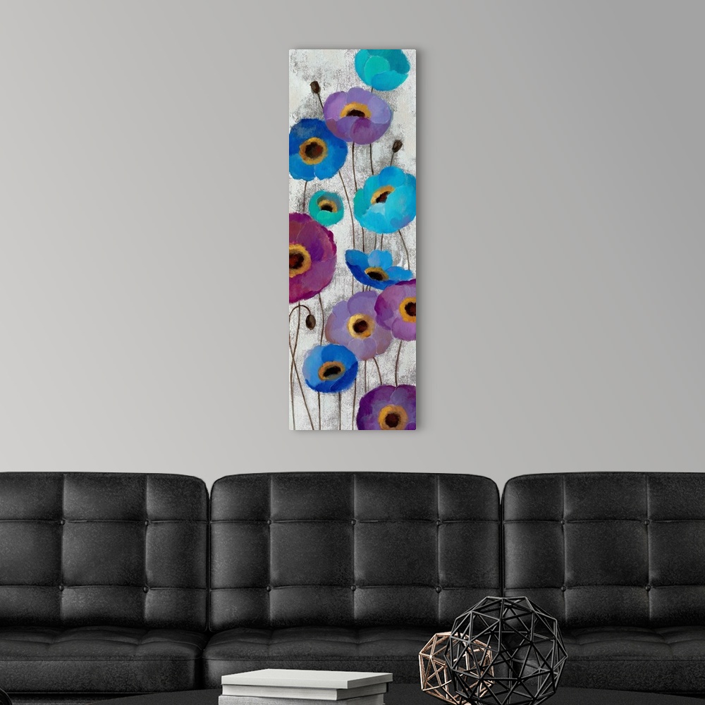 A modern room featuring Bold Anemones Panel II