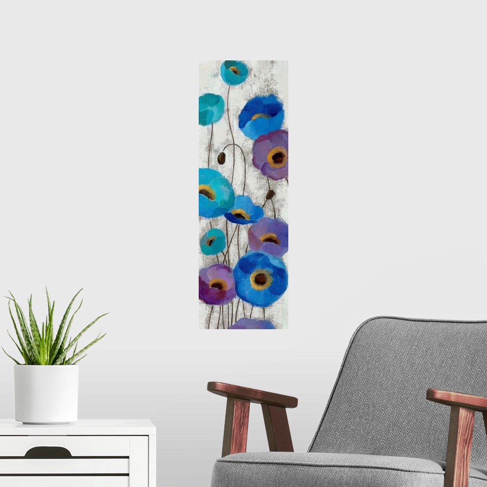 A modern room featuring Bold Anemones Panel III