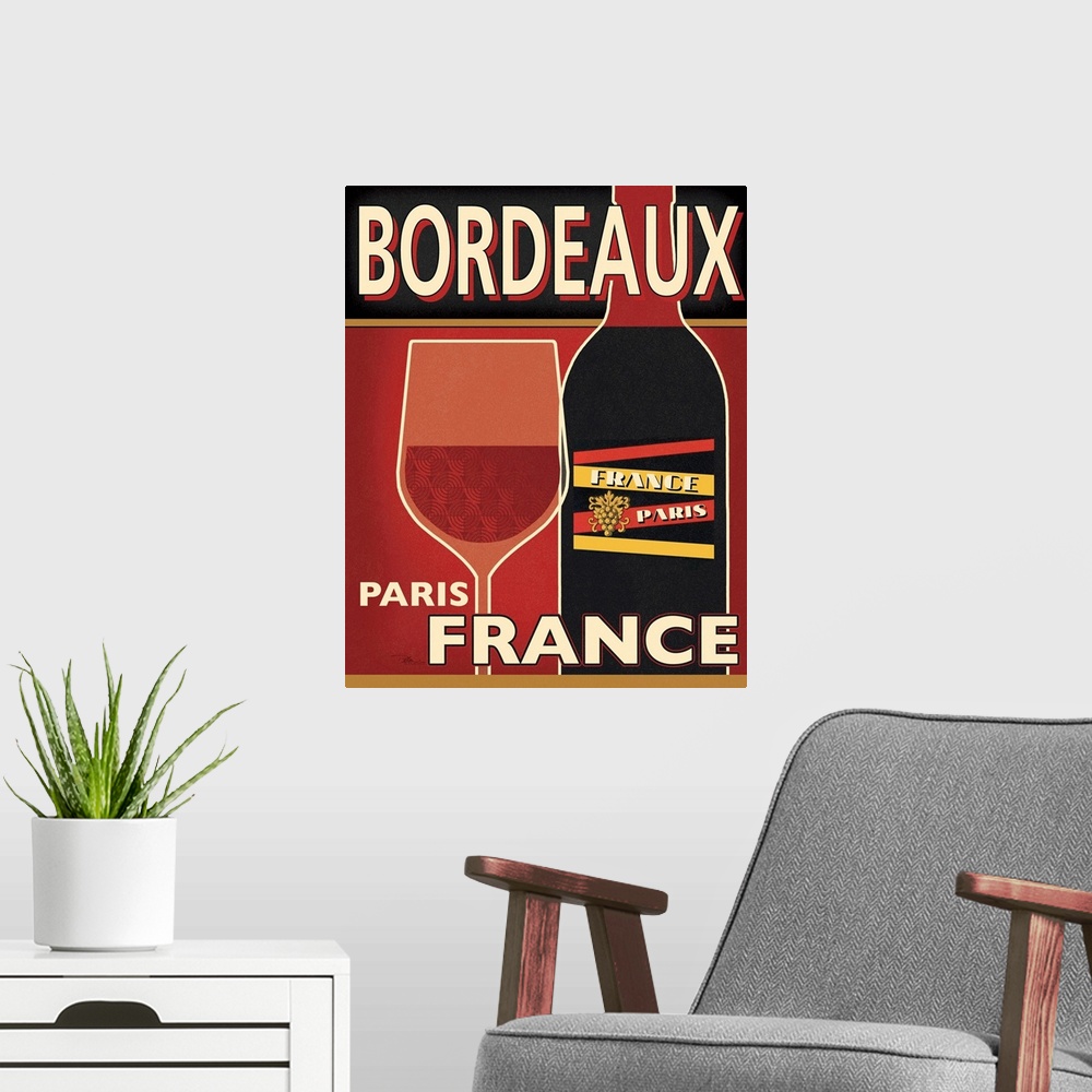 A modern room featuring Bordeaux