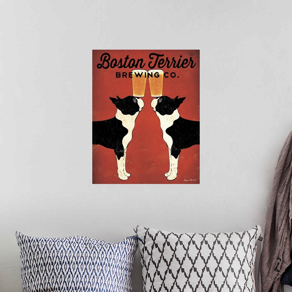 A bohemian room featuring Boston Terrier Brewing Co