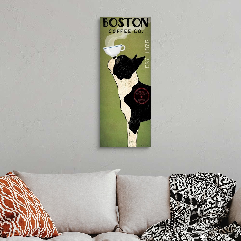 A bohemian room featuring Boston Terrier Coffee Co