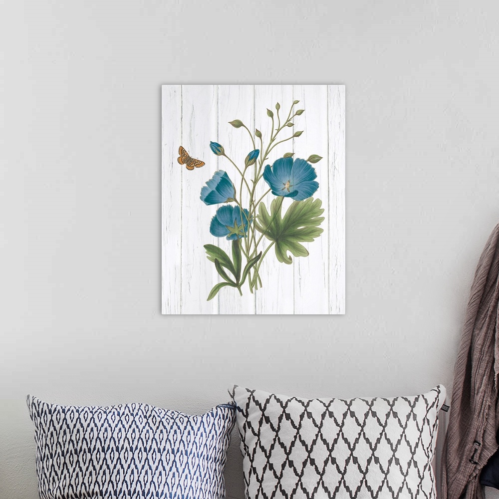 A bohemian room featuring Botanical Bouquet on Wood III
