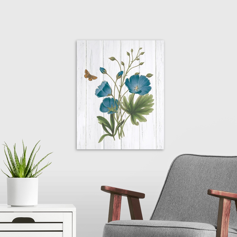A modern room featuring Botanical Bouquet on Wood III