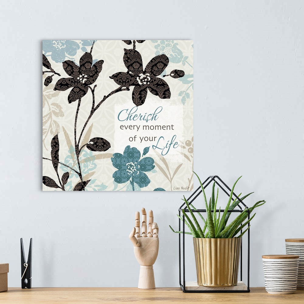 A bohemian room featuring Botanical Touch Quote I