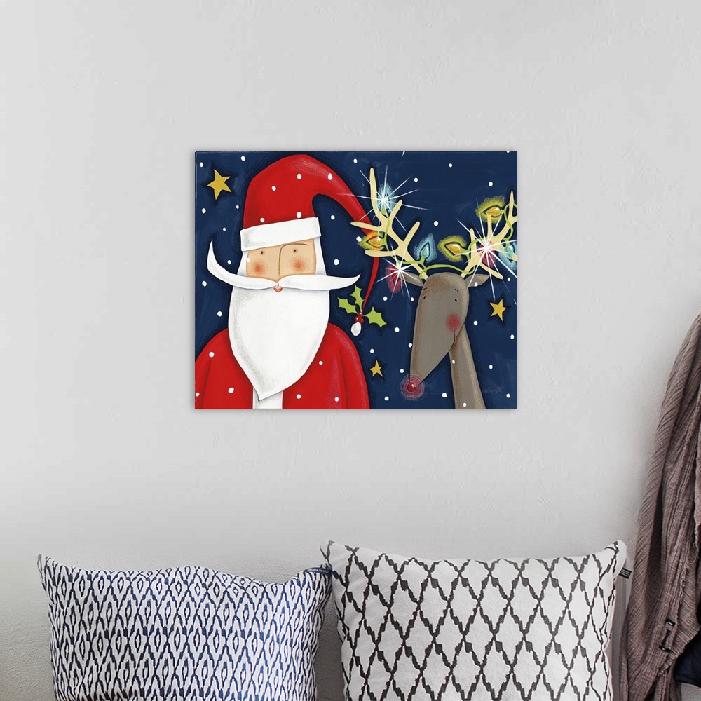 A bohemian room featuring Bright Christmas Santa Blue
