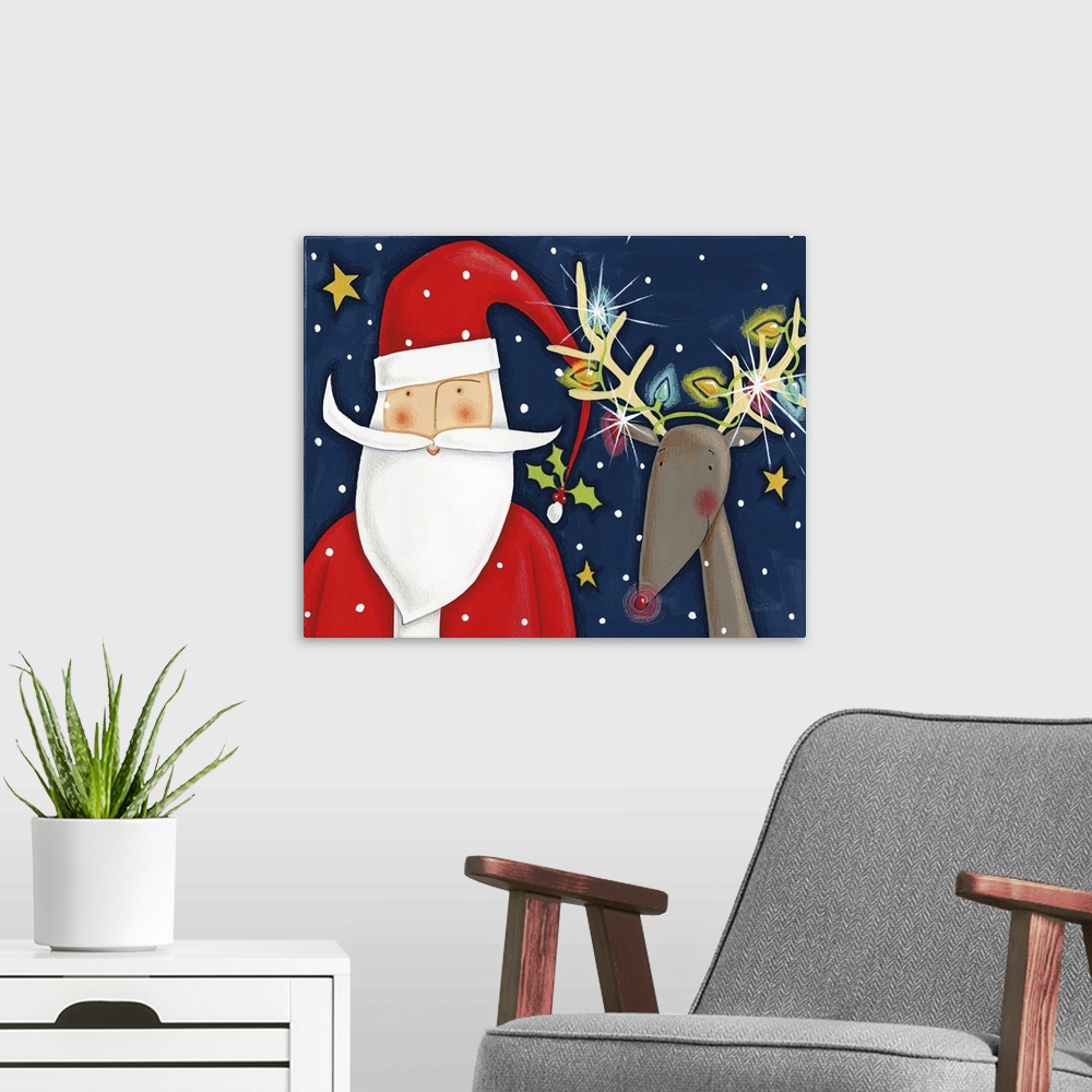 A modern room featuring Bright Christmas Santa Blue