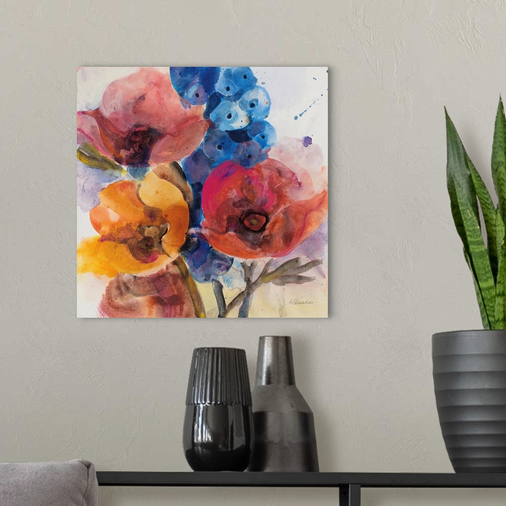 A modern room featuring Bright Flowers II