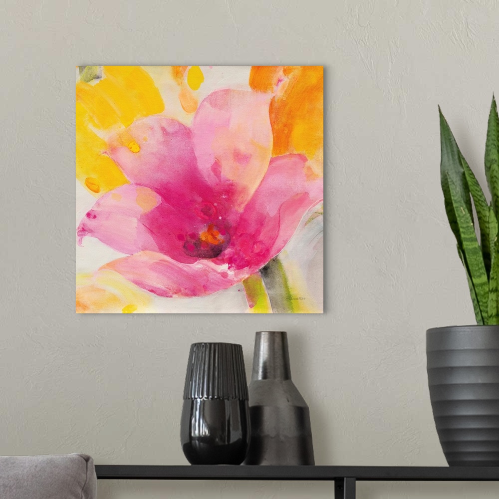 A modern room featuring Bright Tulips IV