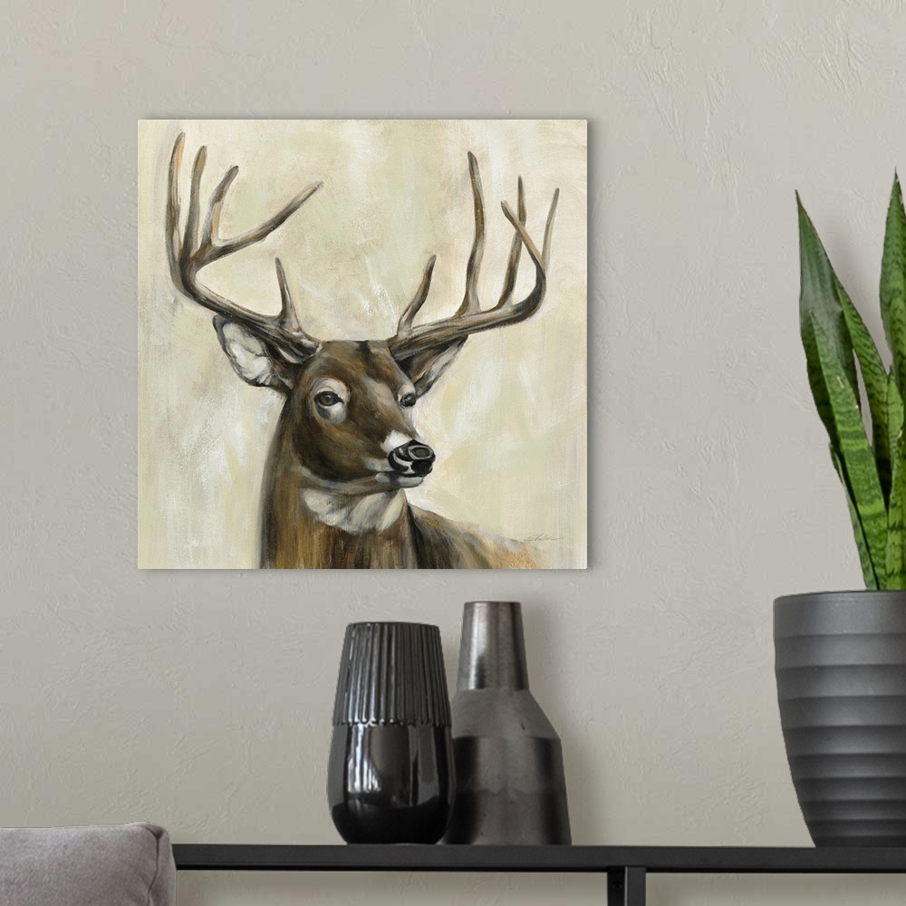 A modern room featuring Bronze Deer