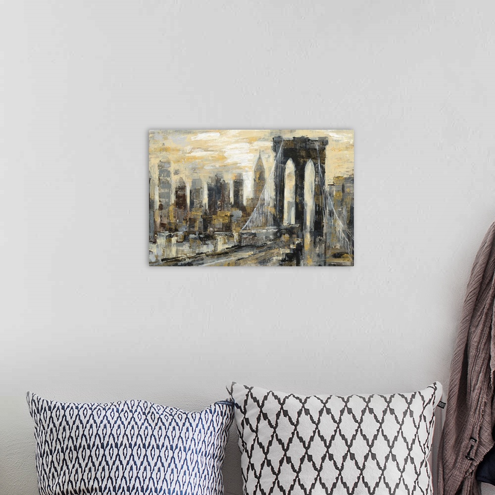 A bohemian room featuring Brooklyn Bridge Gray and Gold