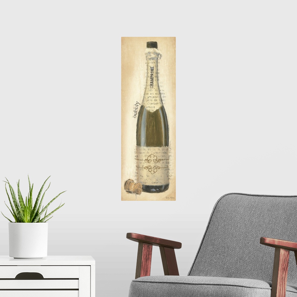 A modern room featuring Bubbly Champagne Bottle