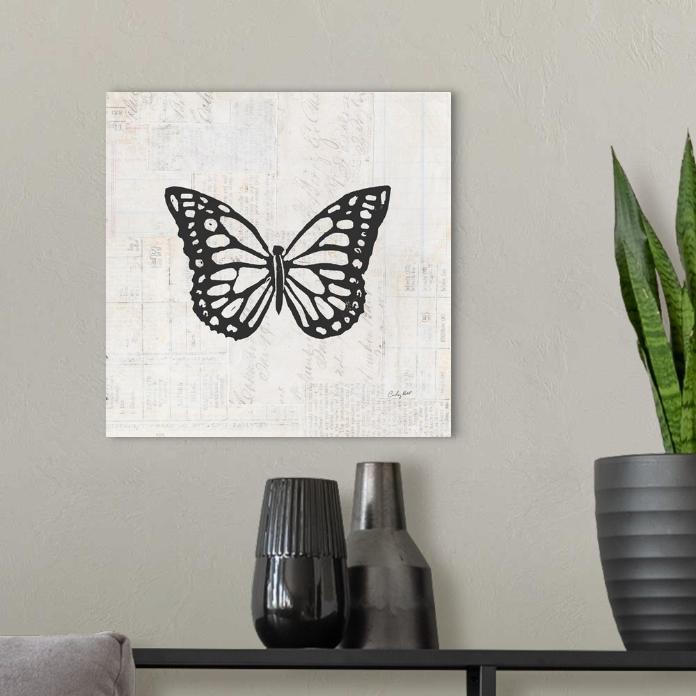 A modern room featuring Butterfly Stamp BW