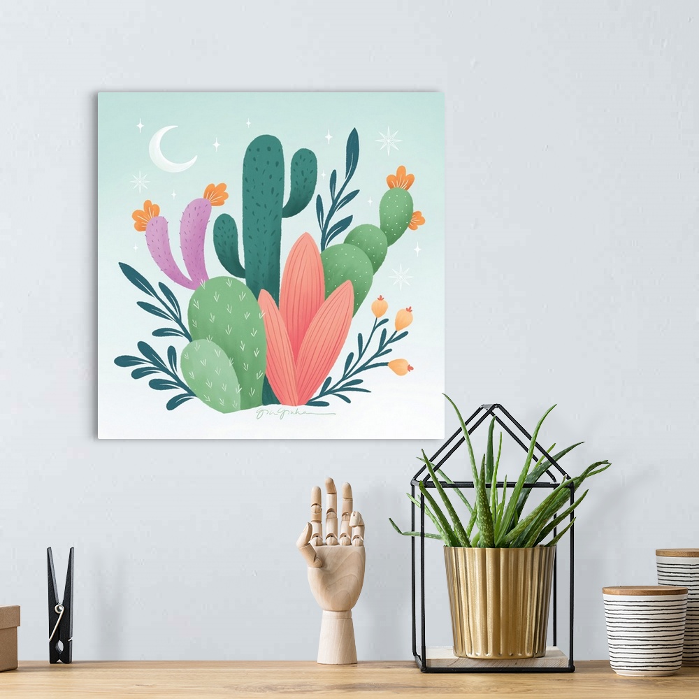 A bohemian room featuring Cactus Garden II