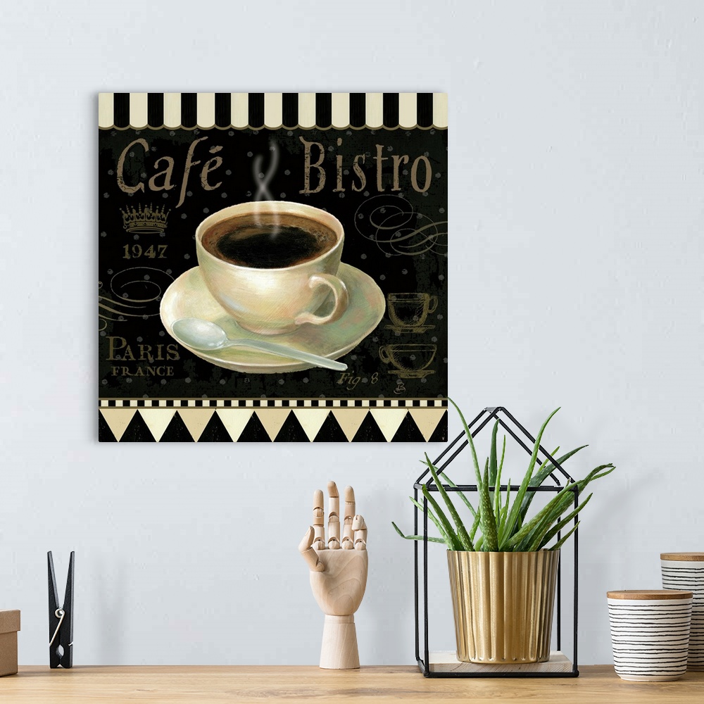 A bohemian room featuring This square wall art would be a wonderful decorative accent in a cafe or home of a coffee lover. ...