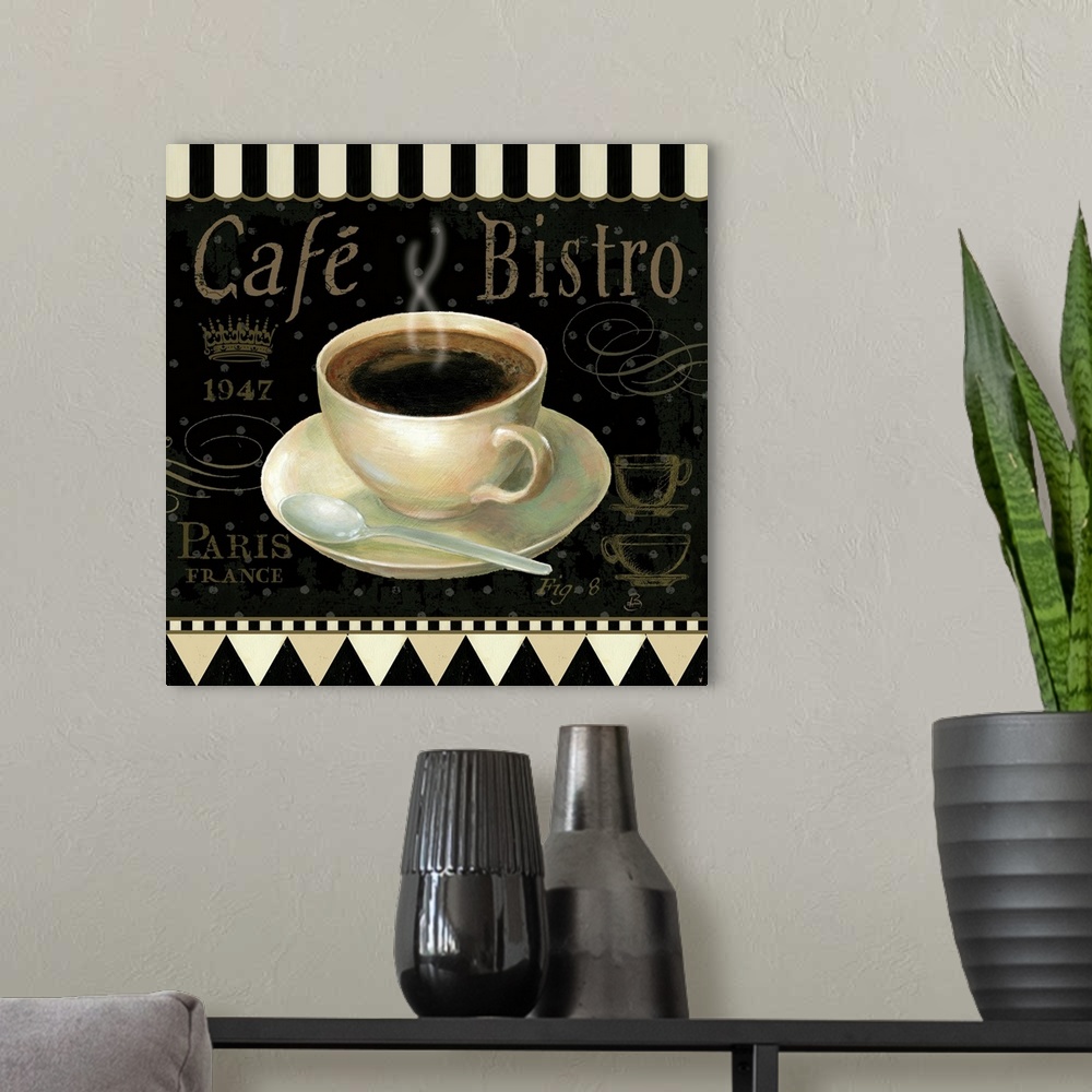 A modern room featuring This square wall art would be a wonderful decorative accent in a cafe or home of a coffee lover. ...