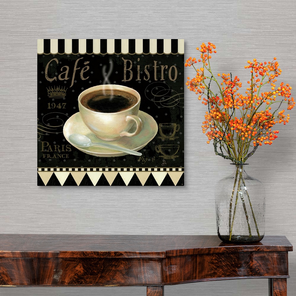 A traditional room featuring This square wall art would be a wonderful decorative accent in a cafe or home of a coffee lover. ...