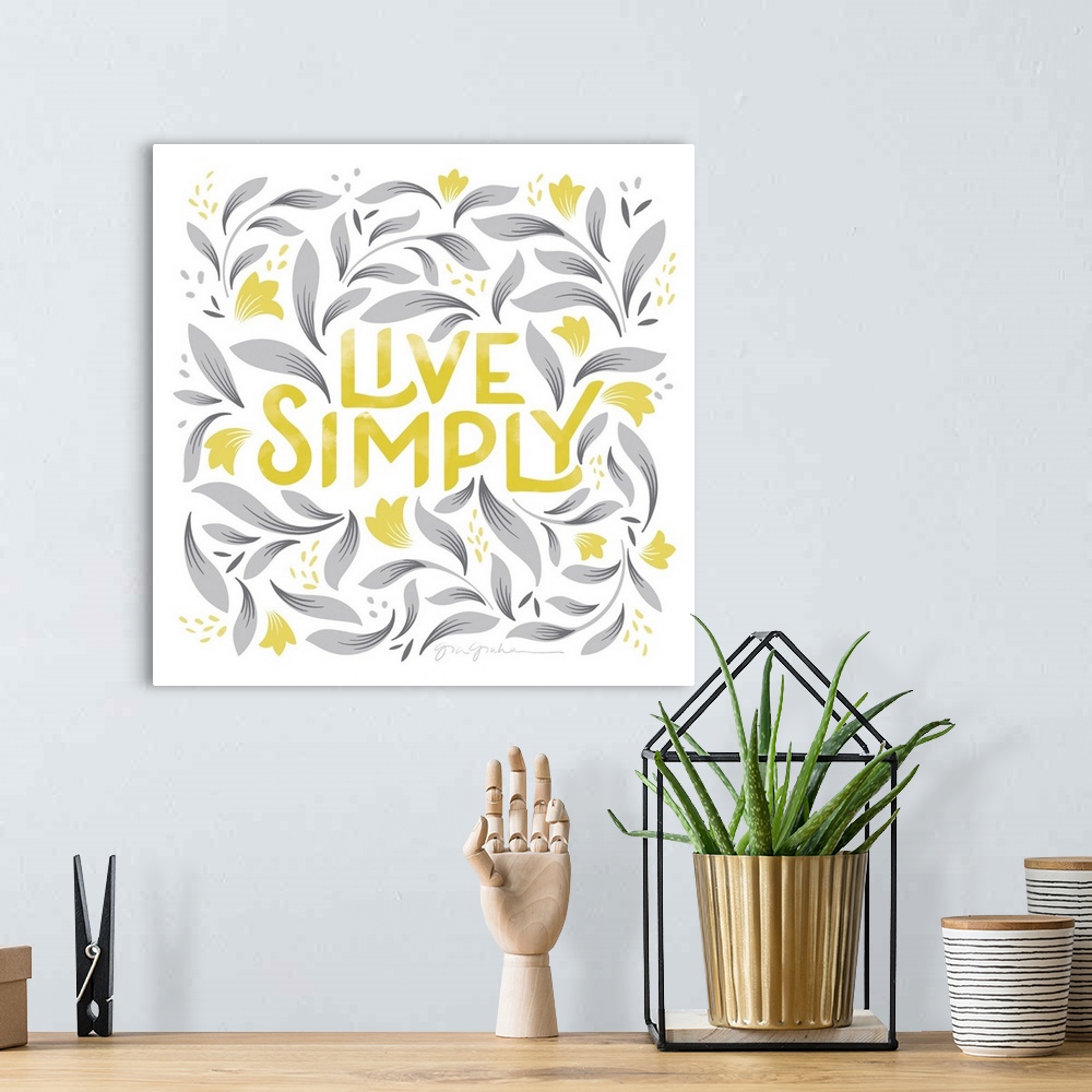 A bohemian room featuring Calm Words I Yellow Gray