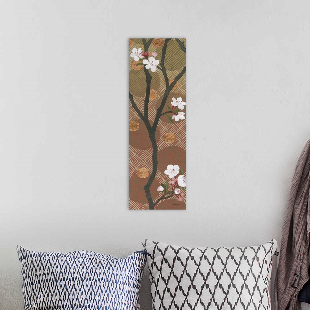 A bohemian room featuring Cherry Blossoms Panel I