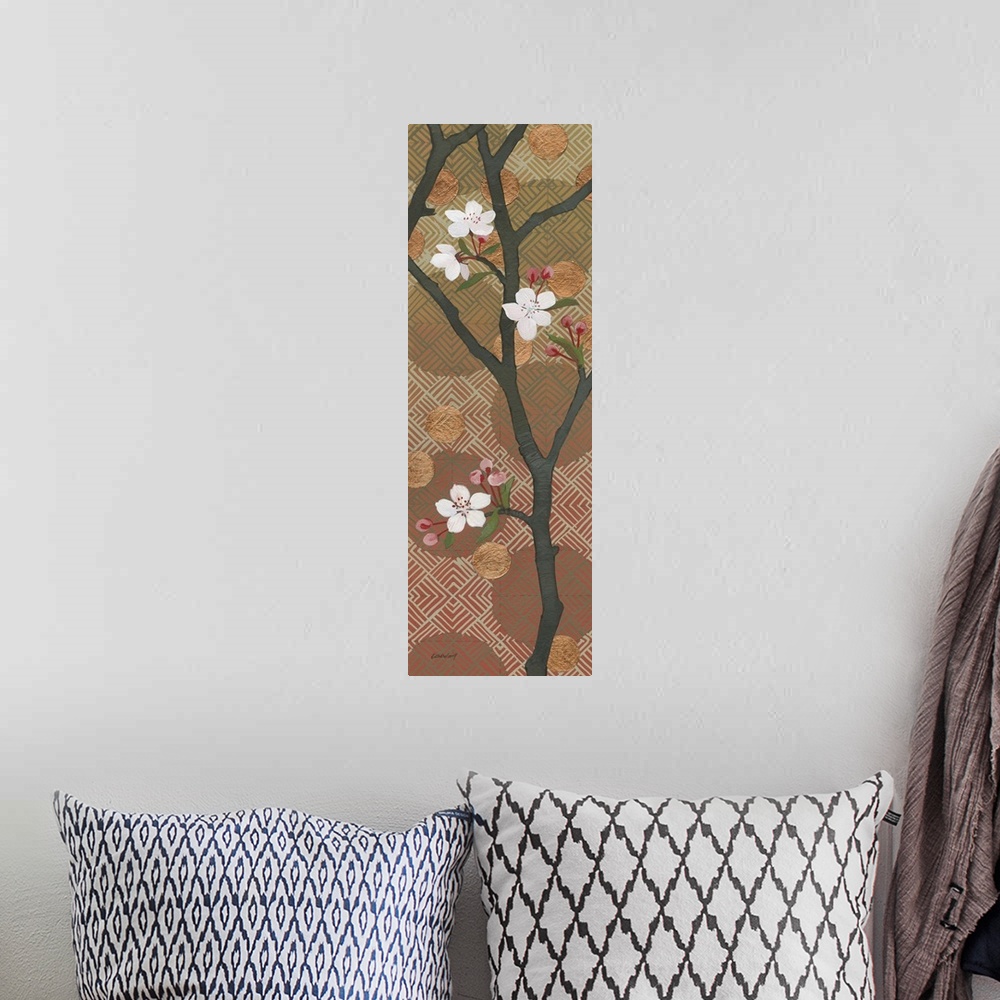 A bohemian room featuring Cherry Blossoms Panel II