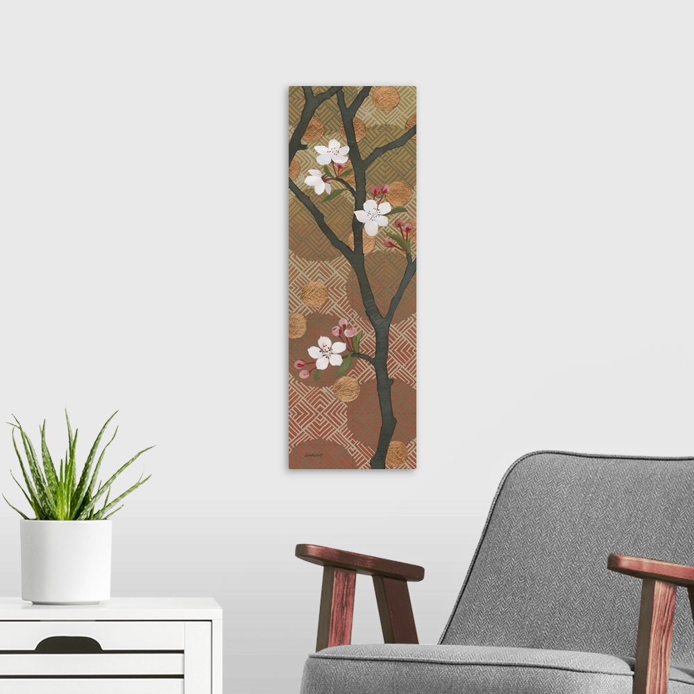 A modern room featuring Cherry Blossoms Panel II