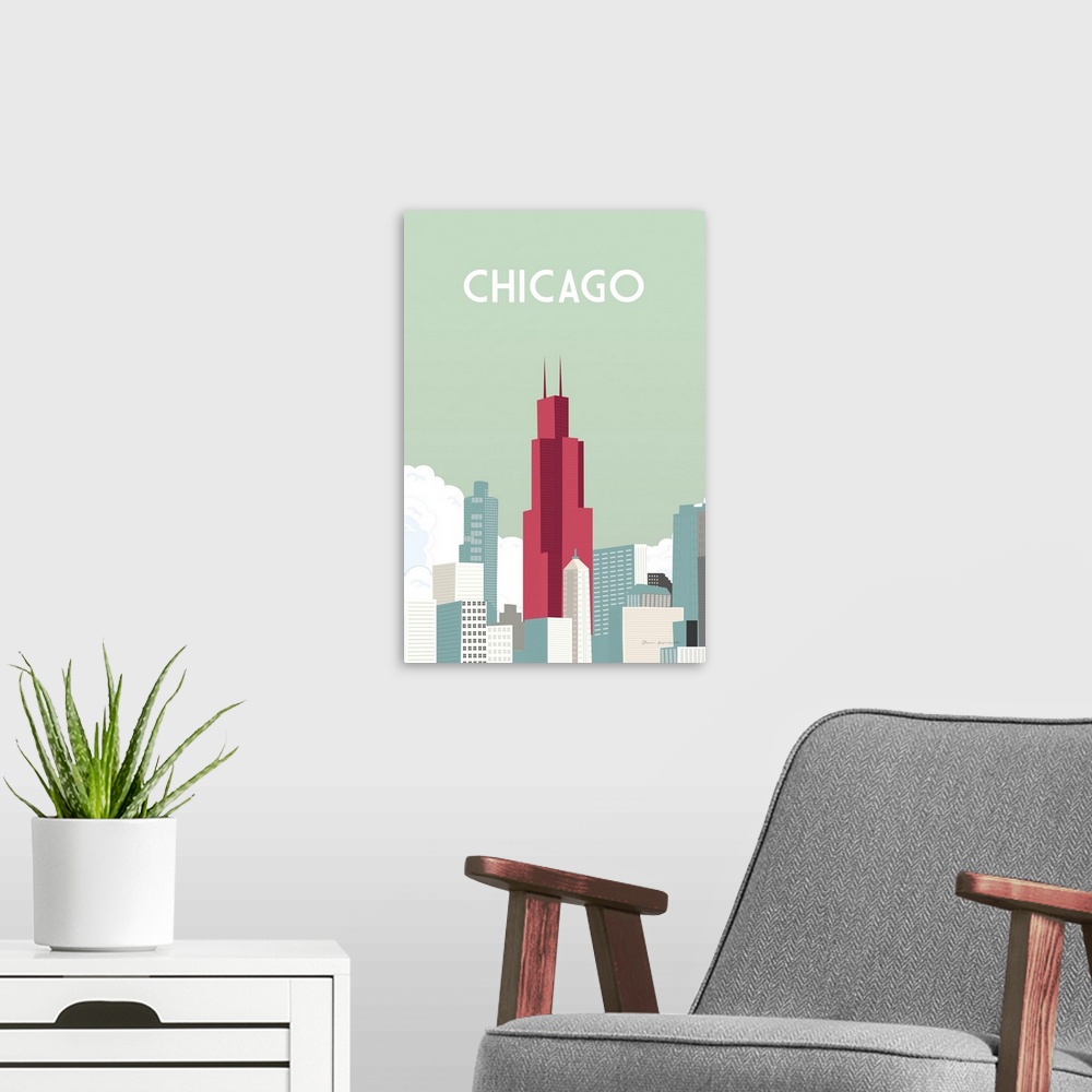 A modern room featuring Chicago