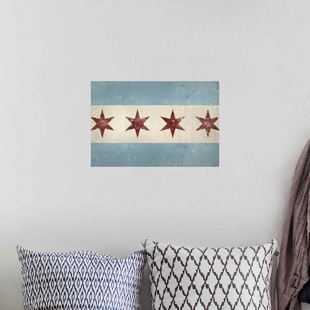 A bohemian room featuring Chicago Flag