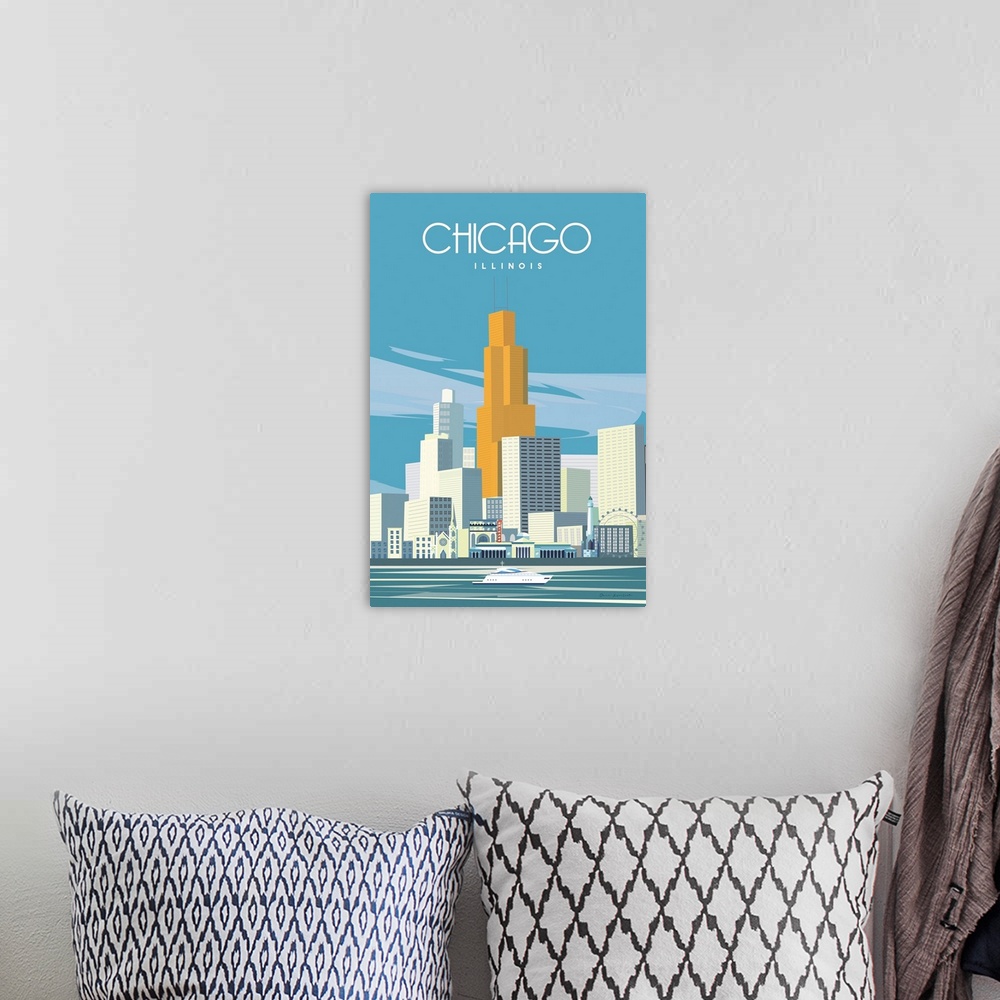 A bohemian room featuring Chicago From Lake Michigan