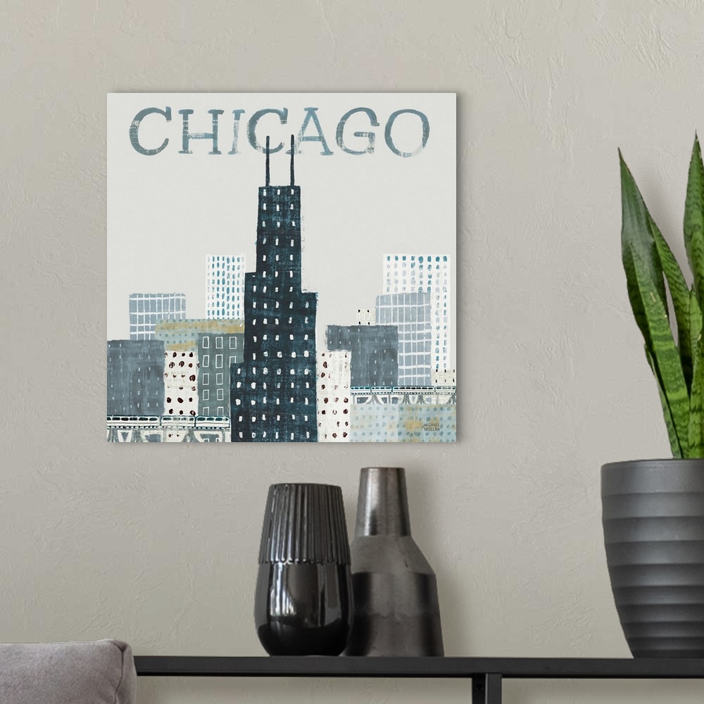 A modern room featuring Chicago Landmarks I