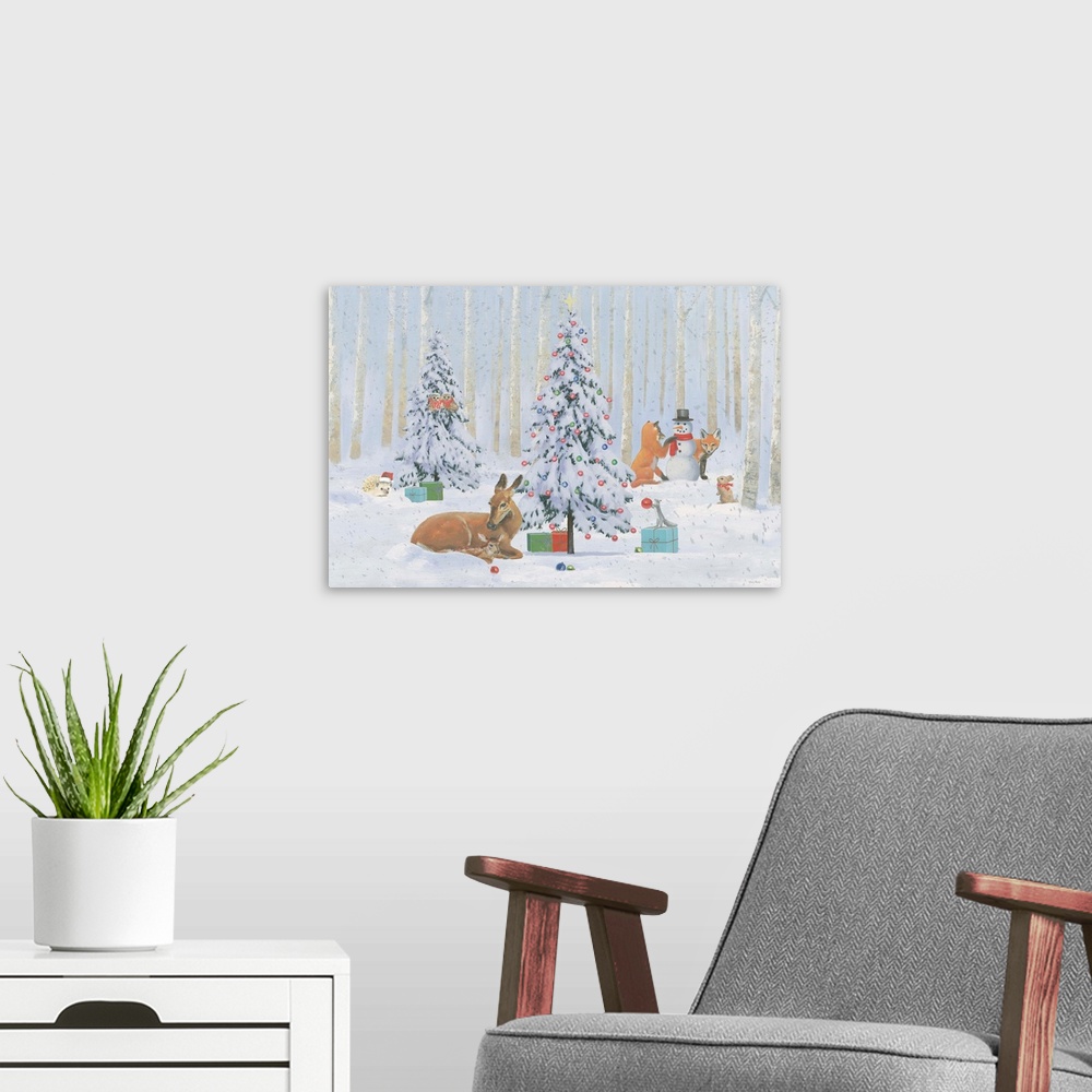 A modern room featuring Christmas Critters Bright I