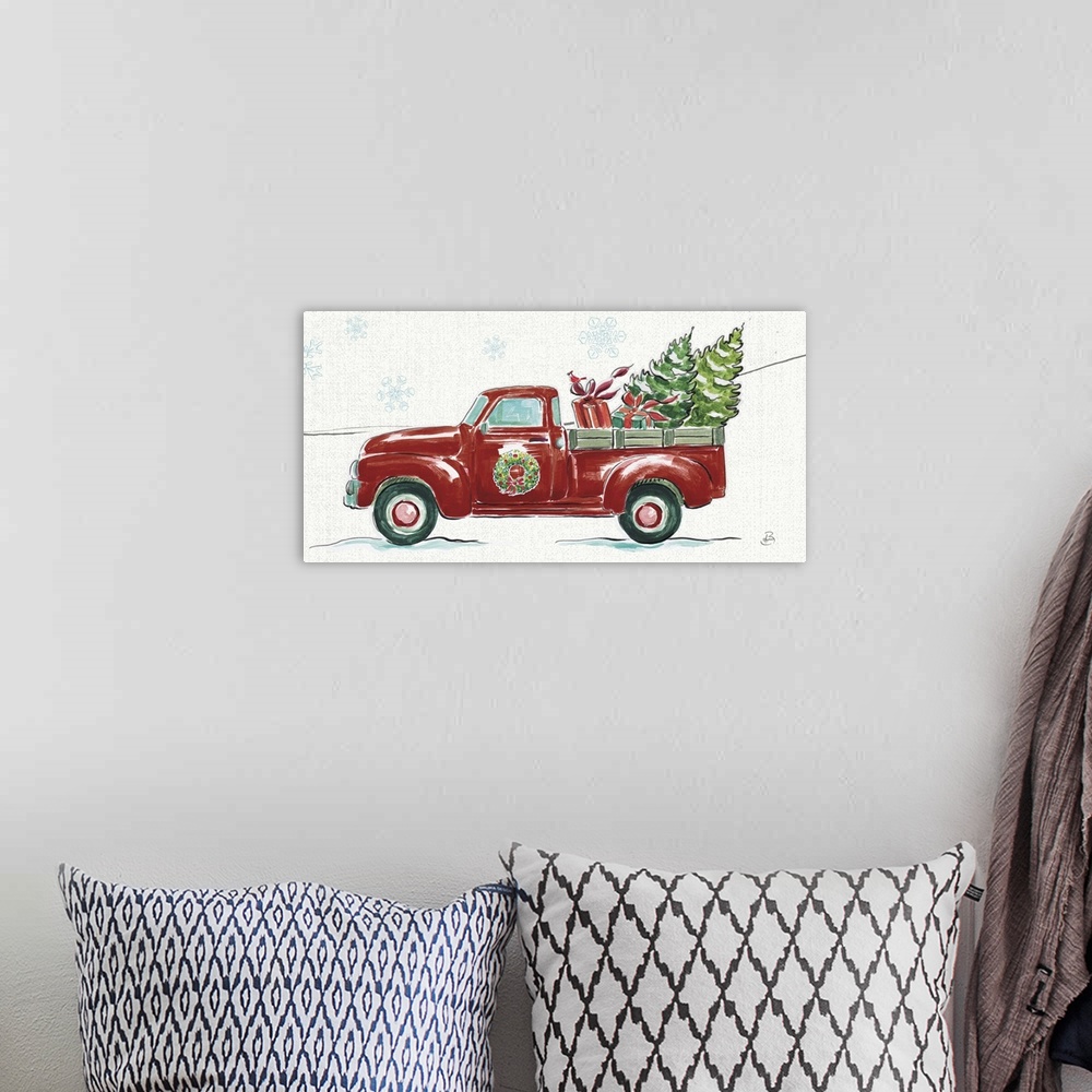 A bohemian room featuring Christmas in the Country iv - Wreath Truck Crop