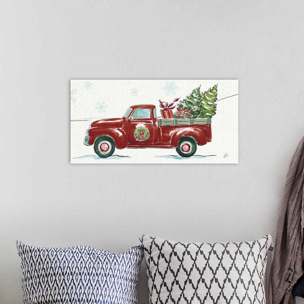 A bohemian room featuring Christmas in the Country iv - Wreath Truck Crop