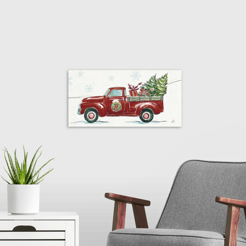 A modern room featuring Christmas in the Country iv - Wreath Truck Crop