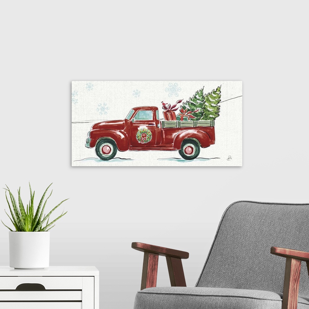 A modern room featuring Christmas in the Country iv - Wreath Truck Crop