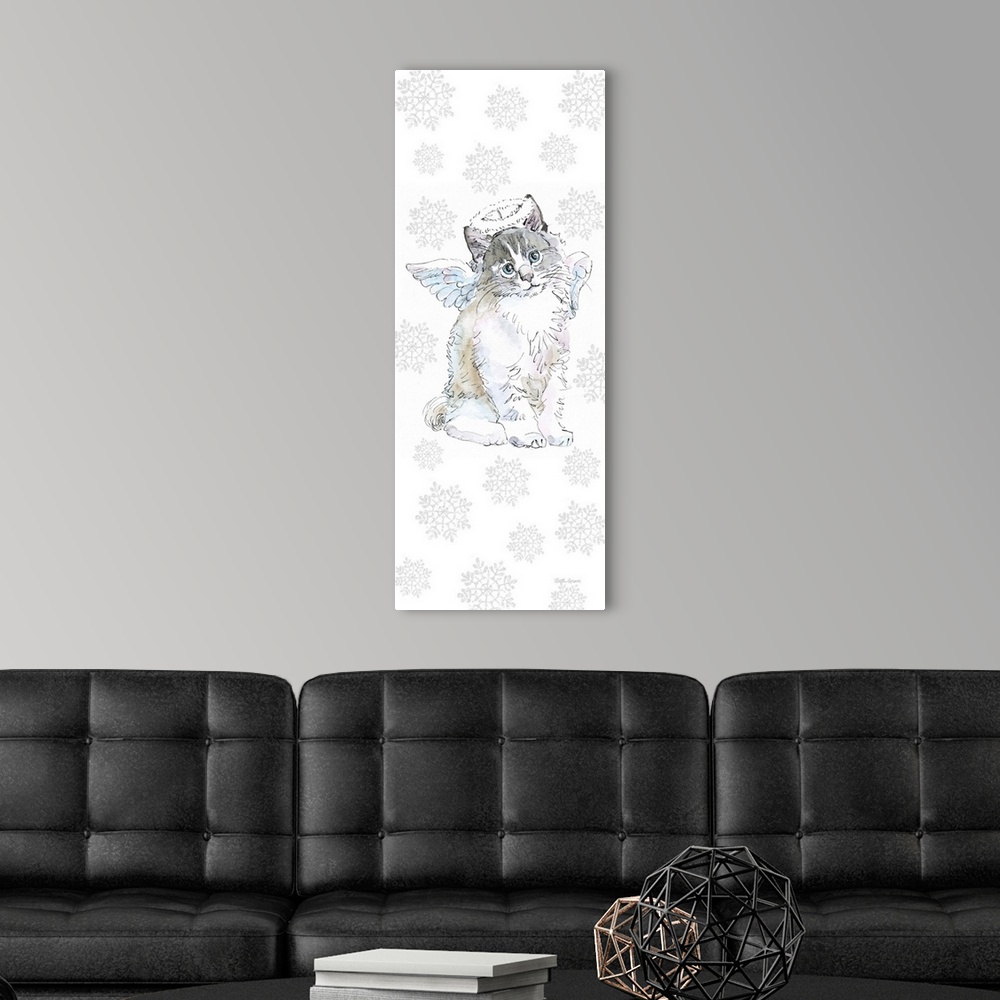 A modern room featuring Christmas Kitties I Snowflakes