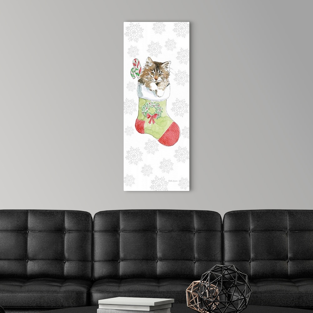 A modern room featuring Christmas Kitties IV Snowflakes