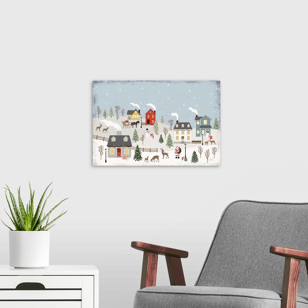 A modern room featuring Christmas Village II Day