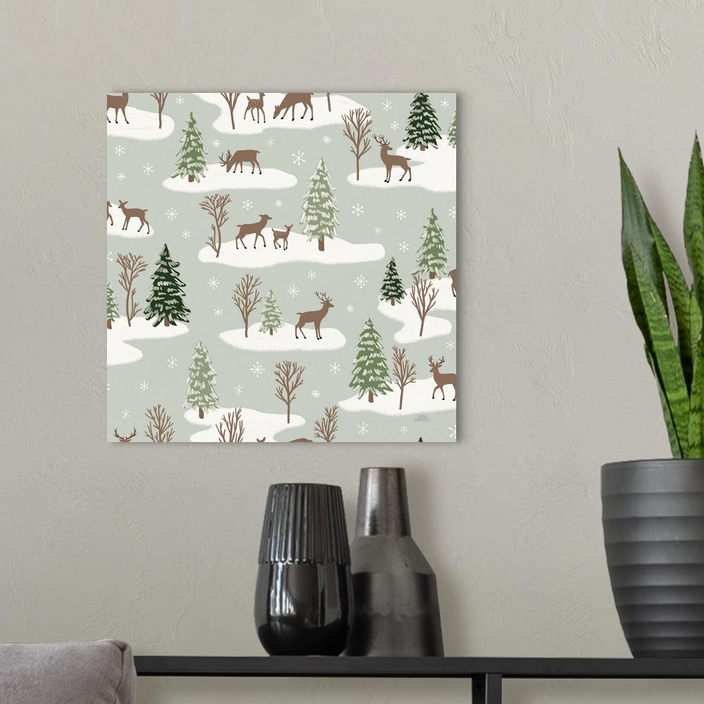 A modern room featuring Christmas Village Pattern VI