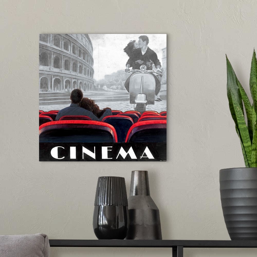 A modern room featuring Cinema Roma