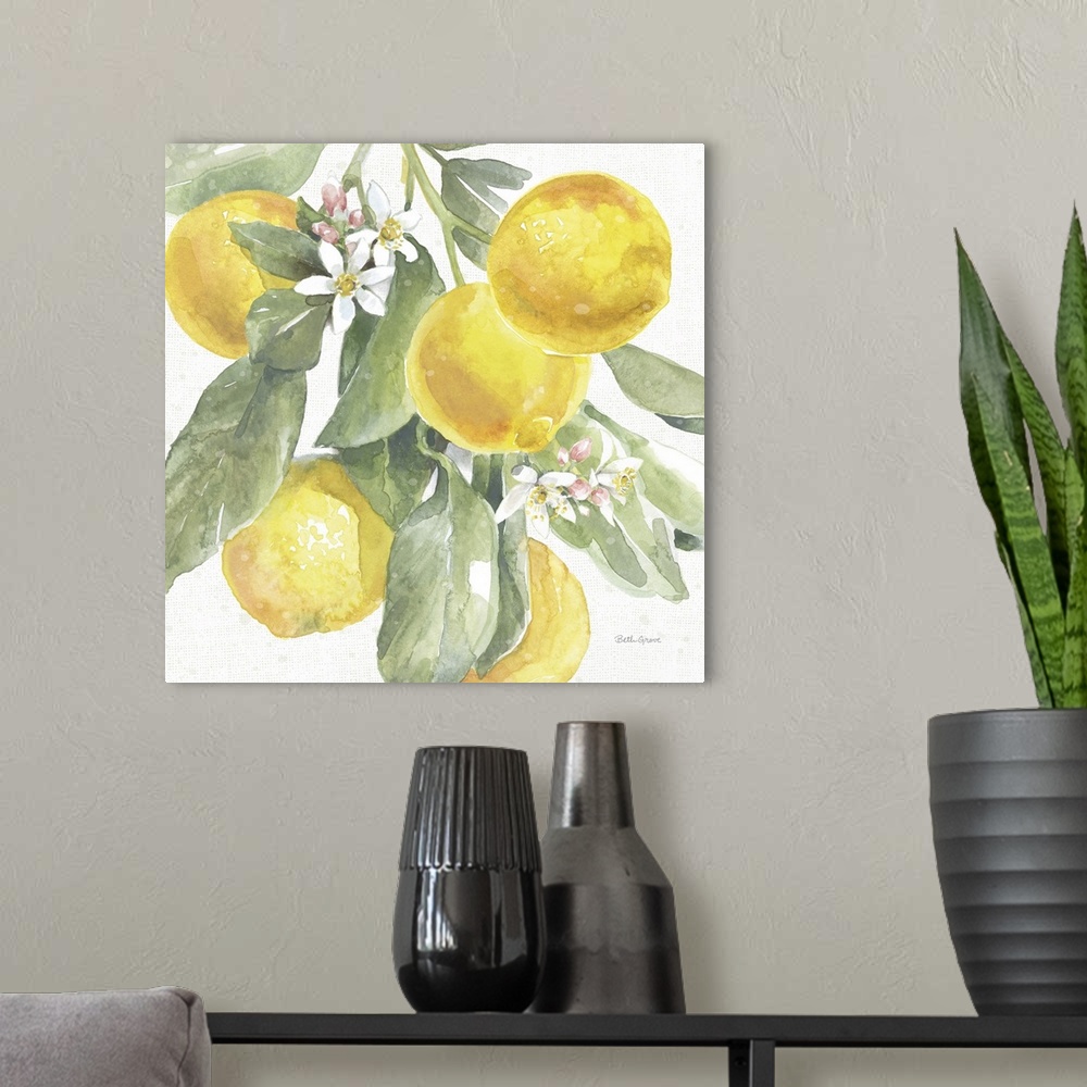A modern room featuring Citrus Charm Lemons II