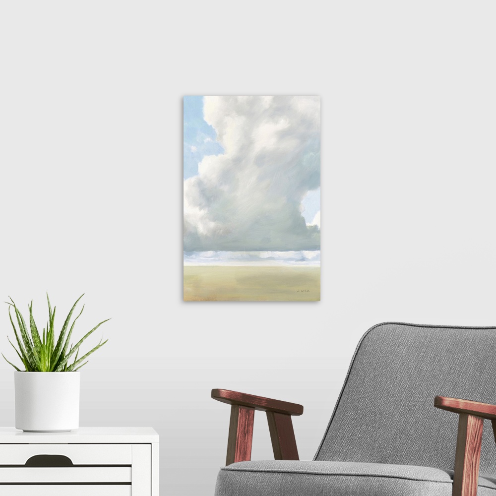 A modern room featuring Cloudy Skies