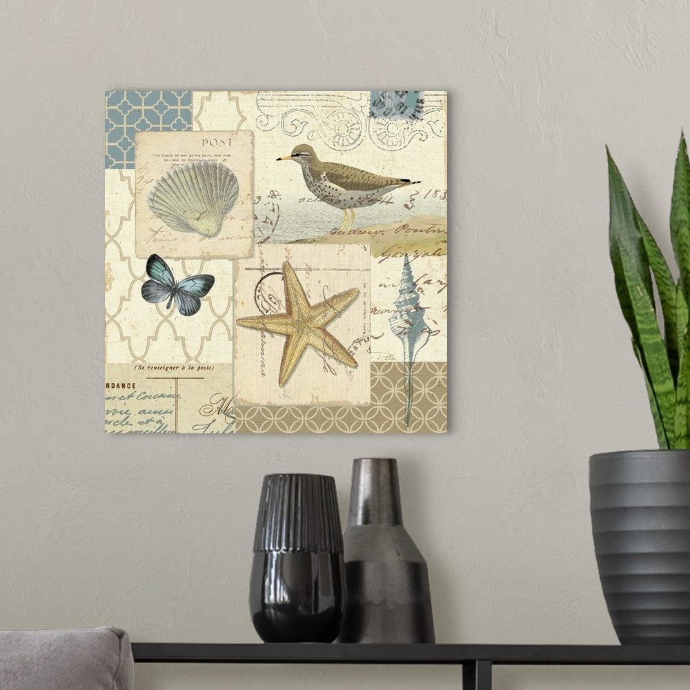 A modern room featuring Coastal Collage IV