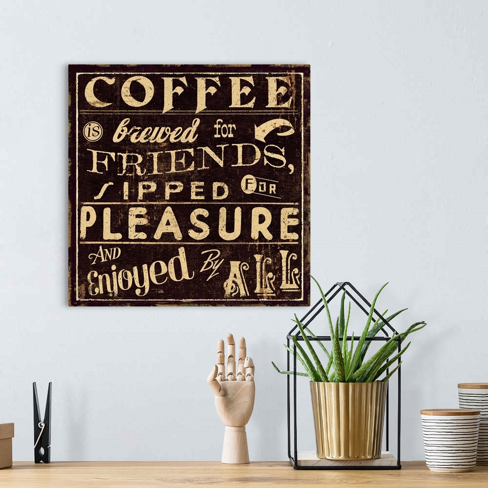 A bohemian room featuring Coffee Quote II