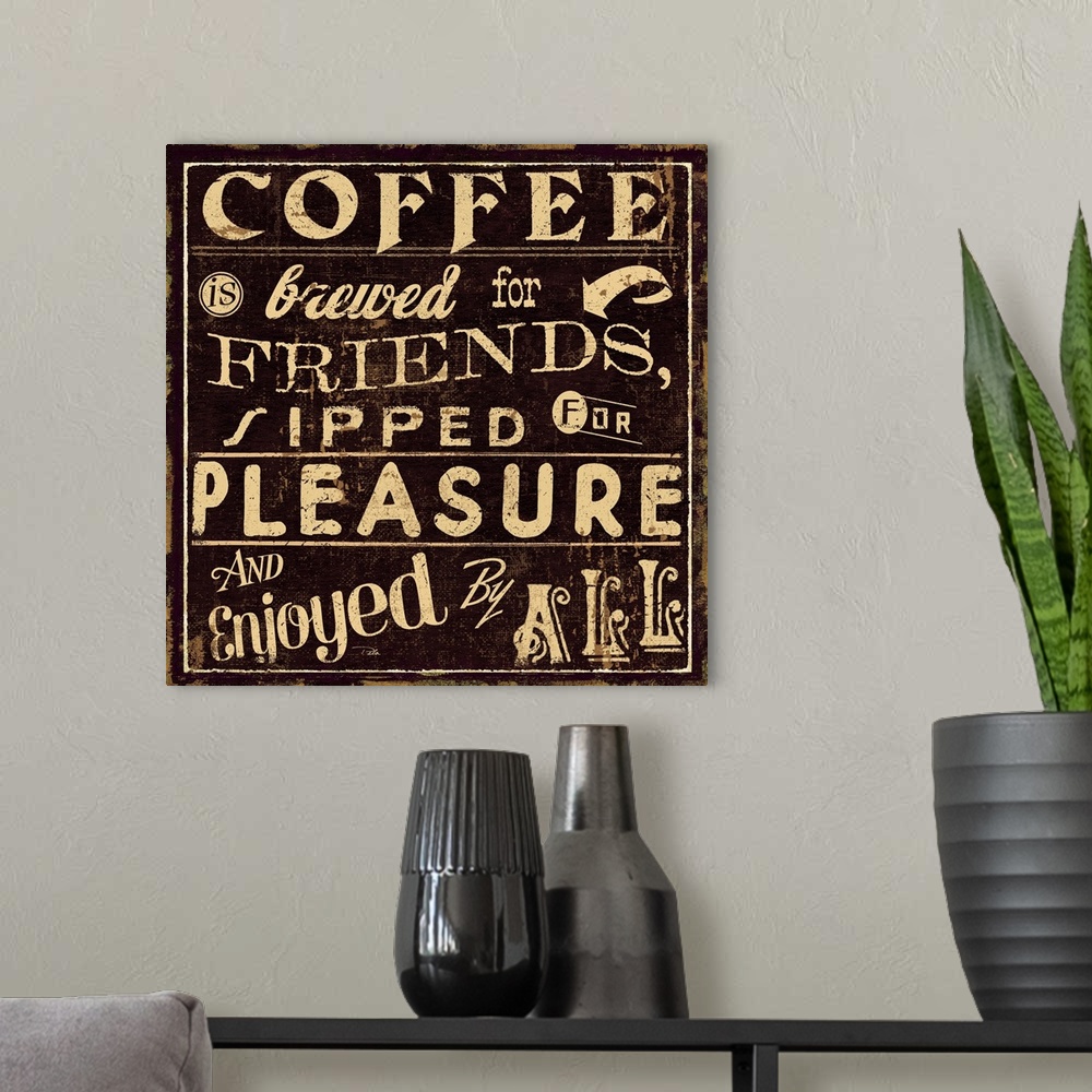 A modern room featuring Coffee Quote II