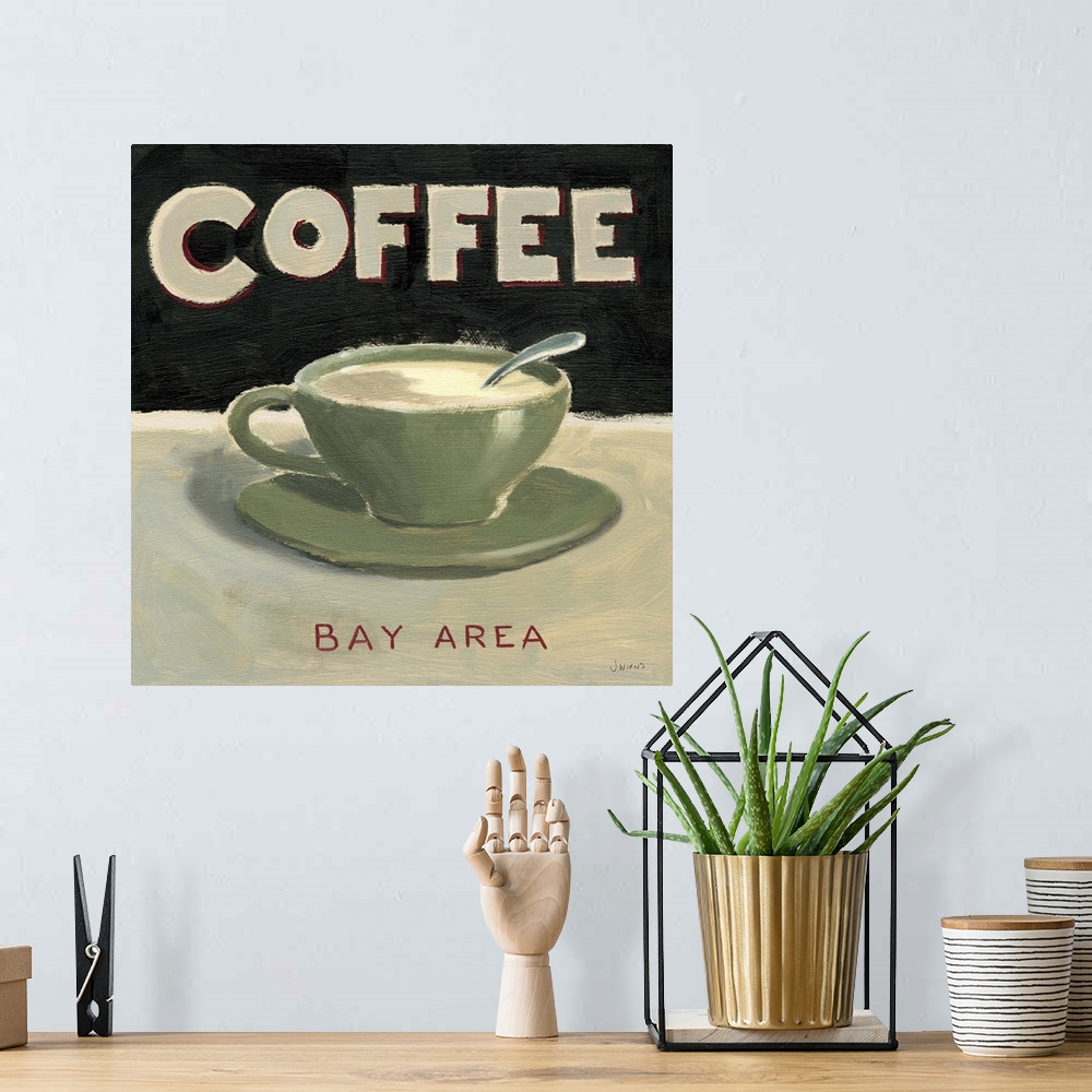A bohemian room featuring Contemporary Coffee sign for the Bay Area.