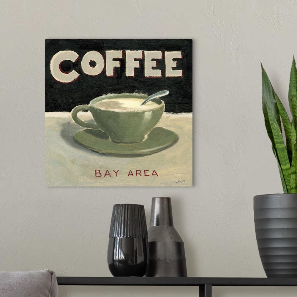 A modern room featuring Contemporary Coffee sign for the Bay Area.